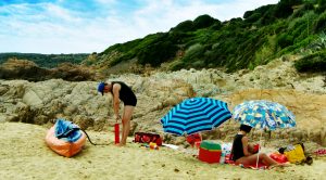 Family on beach